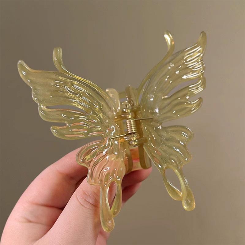 Stylish sweet liquid butterfly grab clip niche back head coil hair shark clip hair grab temperament hair accessories women