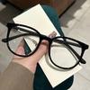 Fashionable Large Round Frame Flat Top Glasses Trendy Style Optical Eyeglasses