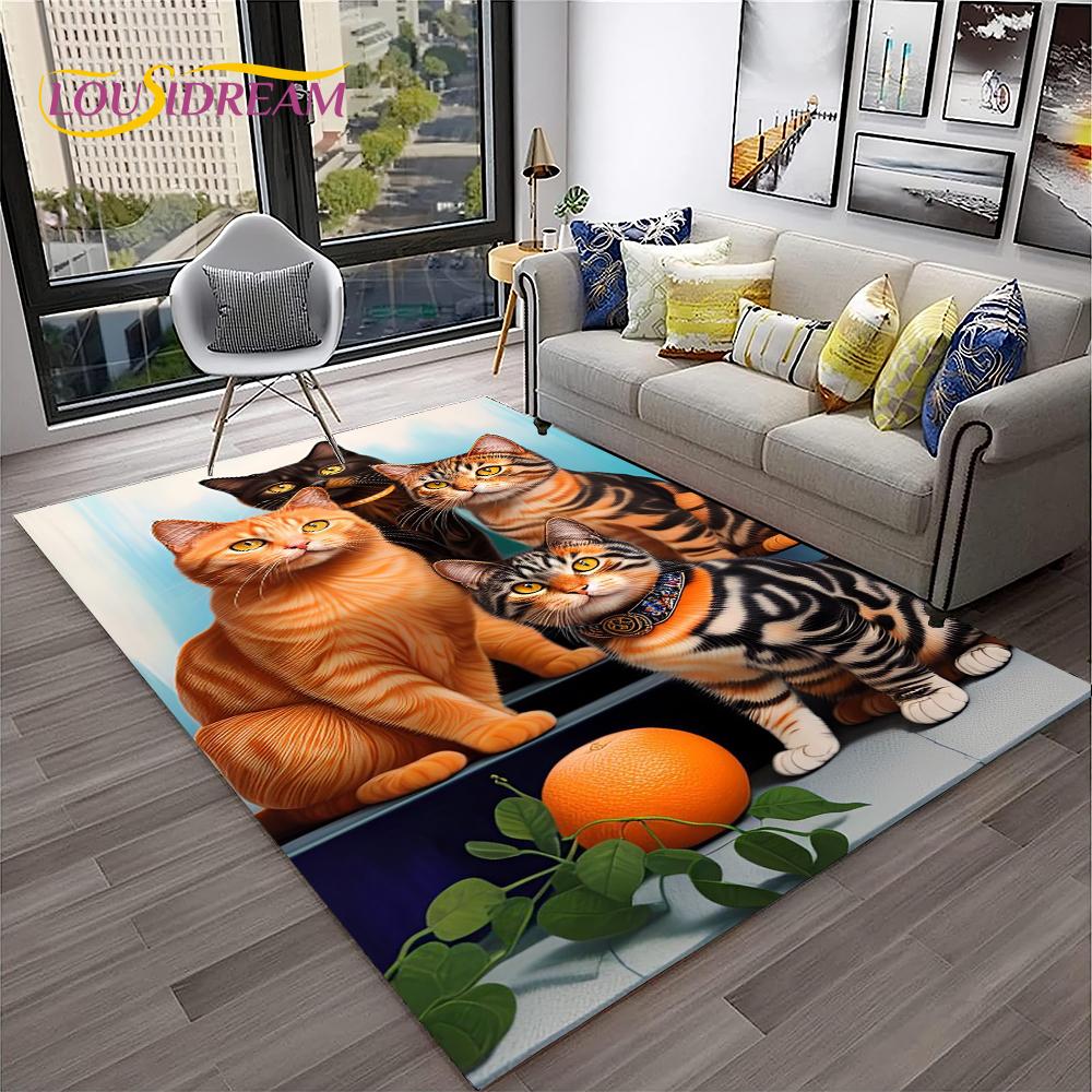 

Pastoral Cartoon Cute Cat Flower Carpet Rug for Home Living Room Bedroom Sofa Doormat Decor,Kid Play Rug Floor Mat 60*90cm