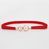 A slender waist belt for the dress, which can cinch the waist, exudes an elegant and retro charm. It features pearl double buckl