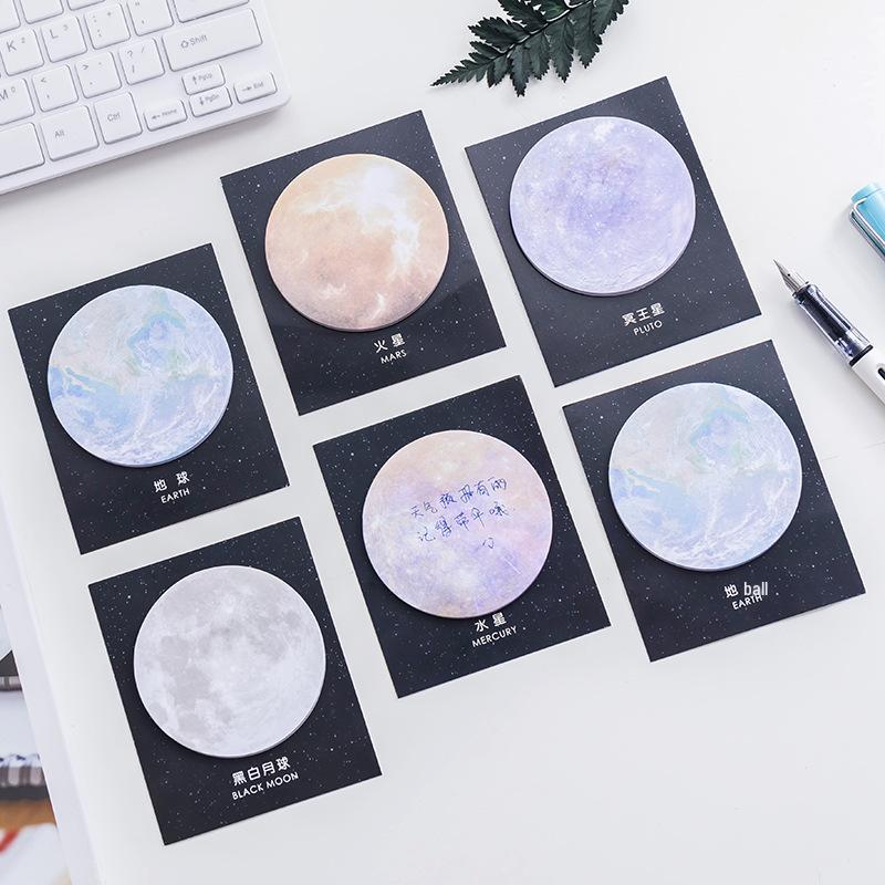 Planet Series Tearable Round Sticky Notes - Office Supplies Memo Pads with Small Notebooks