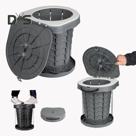 Retractable Portable Toilet Strong Load-capacity Adjustable Height Camping Toilet Portable Potty for Emergency Use