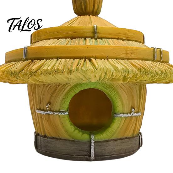 Decorative Bird Hut for Trees Thatched House, Resin Weatherproof Sun Resistant Nesting Box Hanging Shelter Outdoor Garden Backyard Decor House
