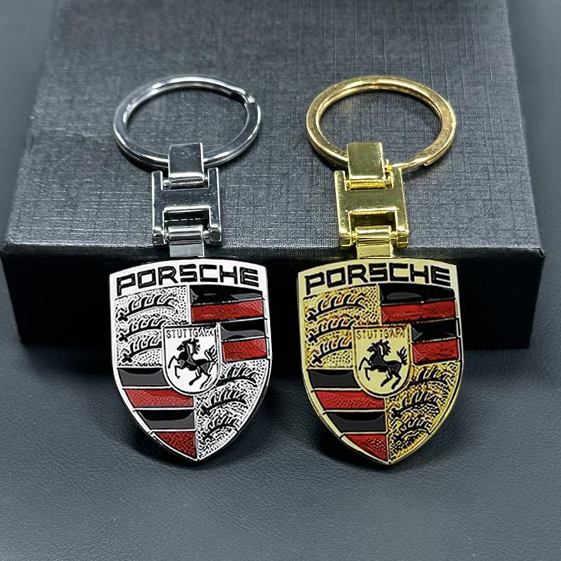 Portachiavi Emblema Auto Fibbia a H Portachiavi Double-sided Per Porsche Cayenne Panamera Macan 911 718 Taycan Boxster Cayman 918 Pajun