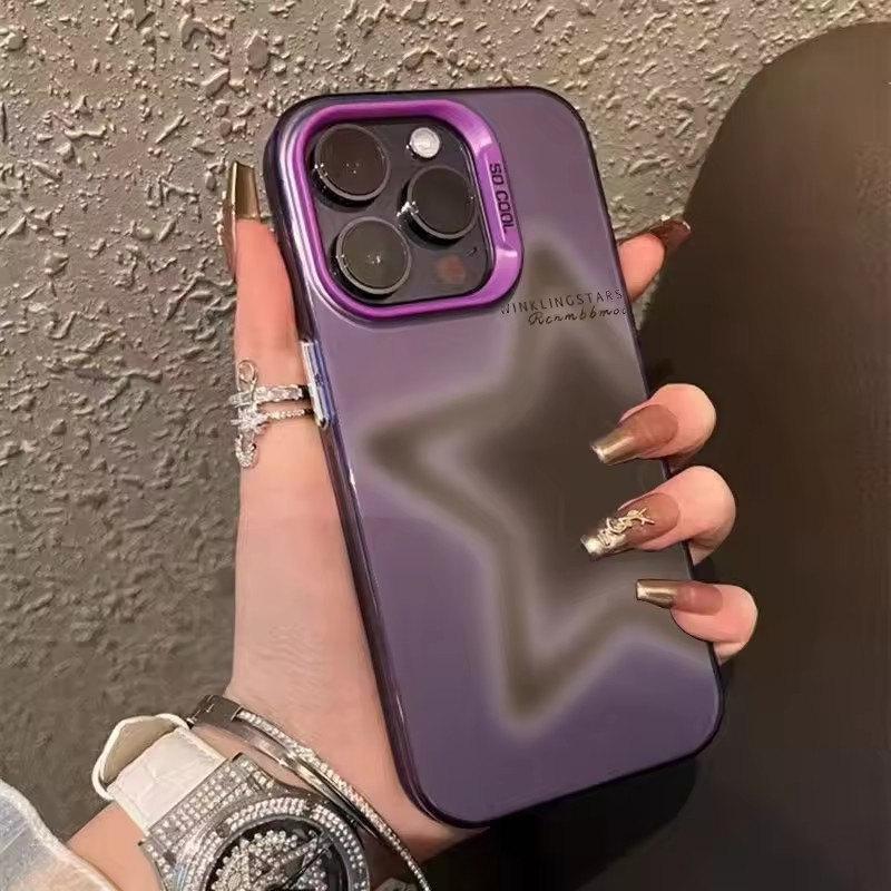Smudged Star Matte Laser Graphic Phone Case For iPhone 16 15 14 Pro Max Cases iPhone 11 12 13 XS X XR 7 8 Plus 15 Plating Cover