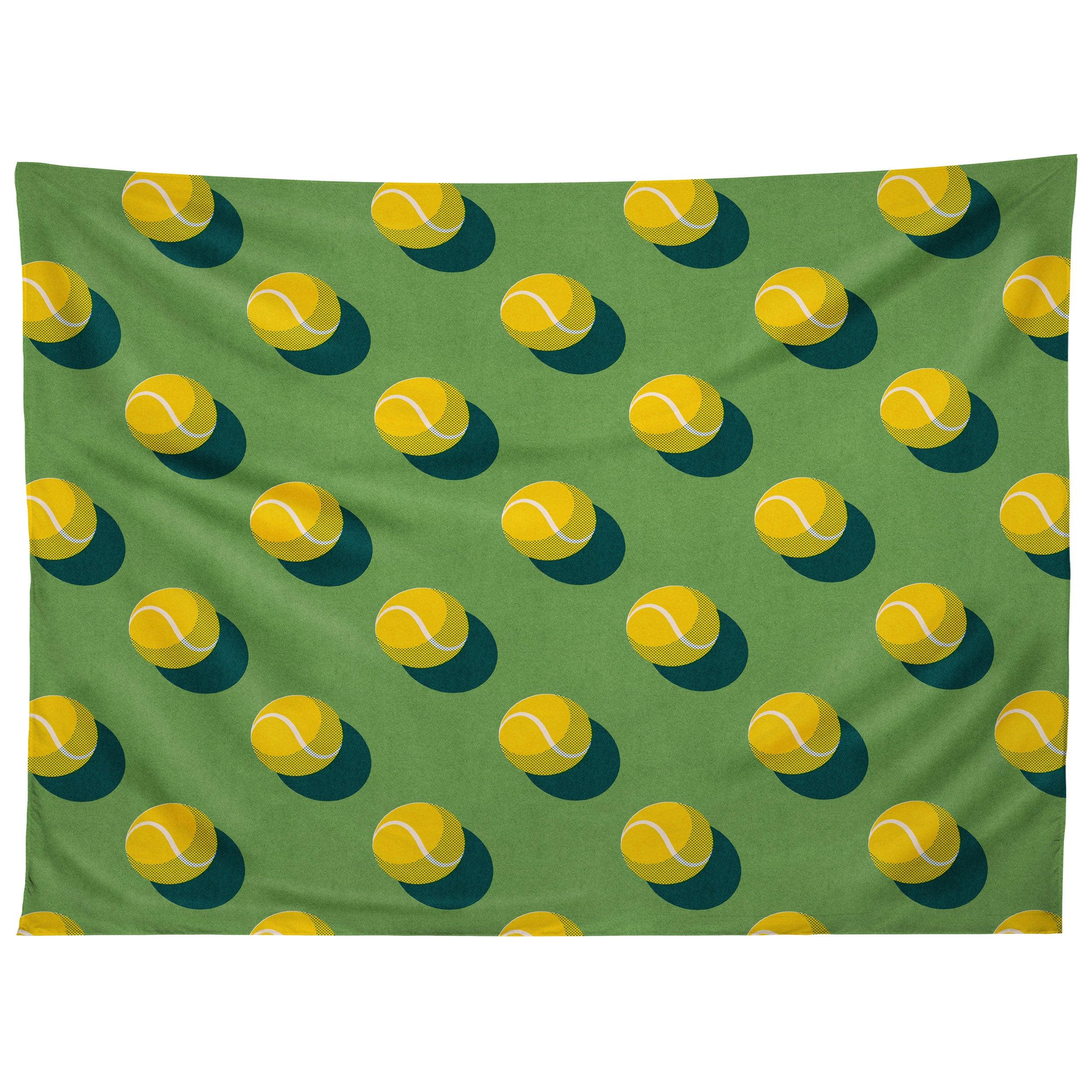 BALLS TENNIS GRASS COURT PATTERN tapestry 75x100