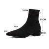 Fashion Autumn Winter Women Ankle Boots Square Low Heels Flock Pointed Boats Casual Comfortable Sock Booties Mujer Pumps Apricot Brown