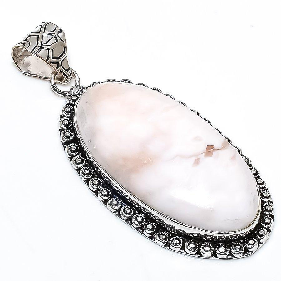 Scolecite Gemstone Handmade 925 Sterling Silver Jewelry Pendant 2.44" SU-10758