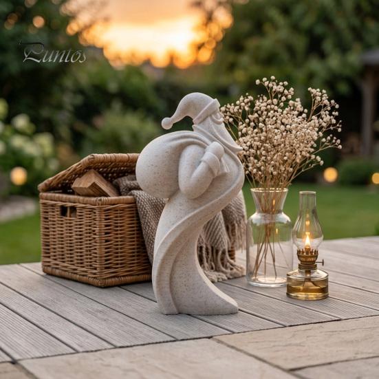 Unique Minimalist Holiday Art Pieces Abstract Santa Claus Ornament, Sandstone Texture 3D Print Decor Statues, Artistic Figurines for Tabletop Entrance
