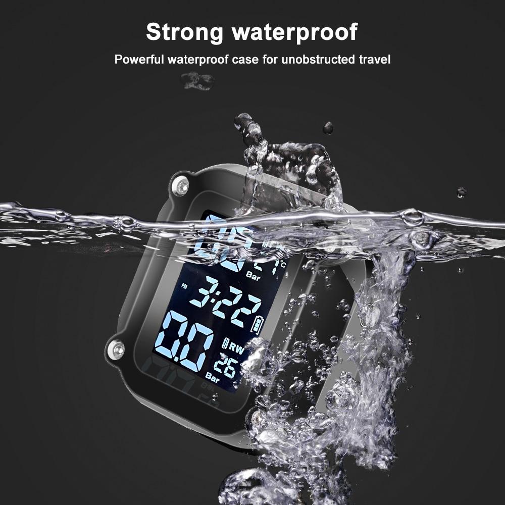 Motorcycle Motor Tire Pressure Tyre Temperature Monitoring Alarm System with 2 External Sensors USBCharging Motos