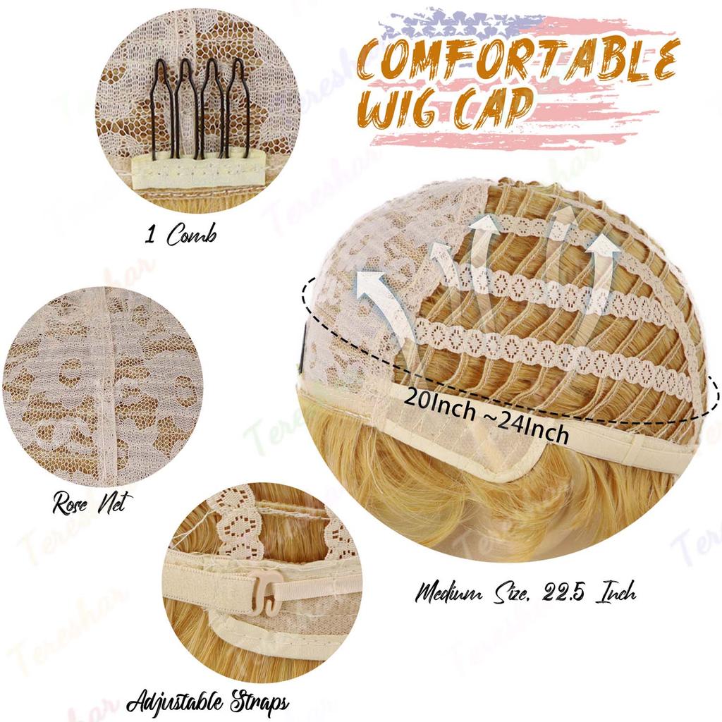 Peluca Rubia Sintética para Disfraz de Hombre, Corte Pixie en Capas Resistente al Calor, Pelucas de Personajes Famosos para Cosplay, Gorra de Béisbol Roja