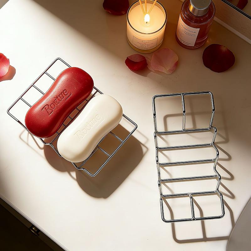 Stainless Steel Minimalist Creative Soap Dish Rack Draining Soap Holder For Kitchen Bathroom Countertop Sink Home Organizer 1Pc