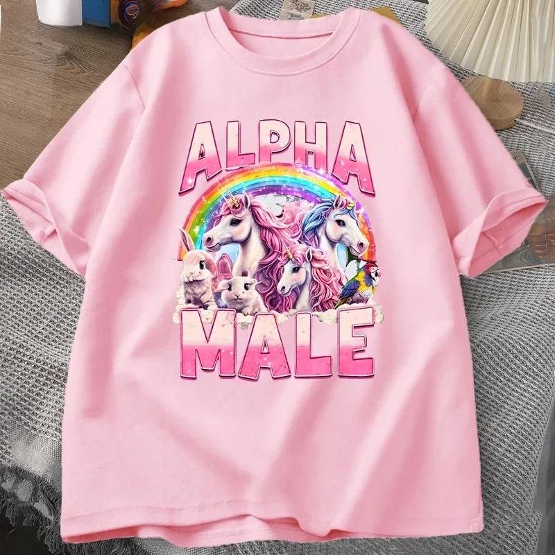 

Funny Alpha Male Unicorn Ironic Vintage 90s TShirt Retro Rainbow Unisex Tshirt Weird Meme T Shirt Graphic Women Tee Clothes S