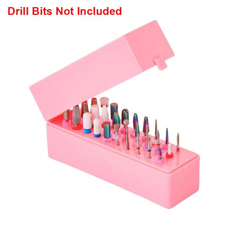 

30-Hole Nail Drill Bit Holder Dustproof Nail Salon Organizer With Storage Display Box Manicure Tool Case Drill Bits Not Included розовый