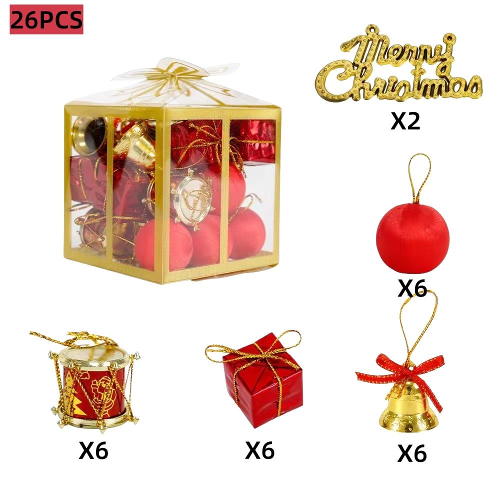 26Pcs Christmas Ball Ornament with Gift Box Christmas Tree Hanging Ornaments Christmas Decorations Home Decorations