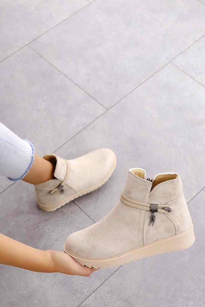 Women Modern Stylish Fashion Dm Zipper Boots Suede