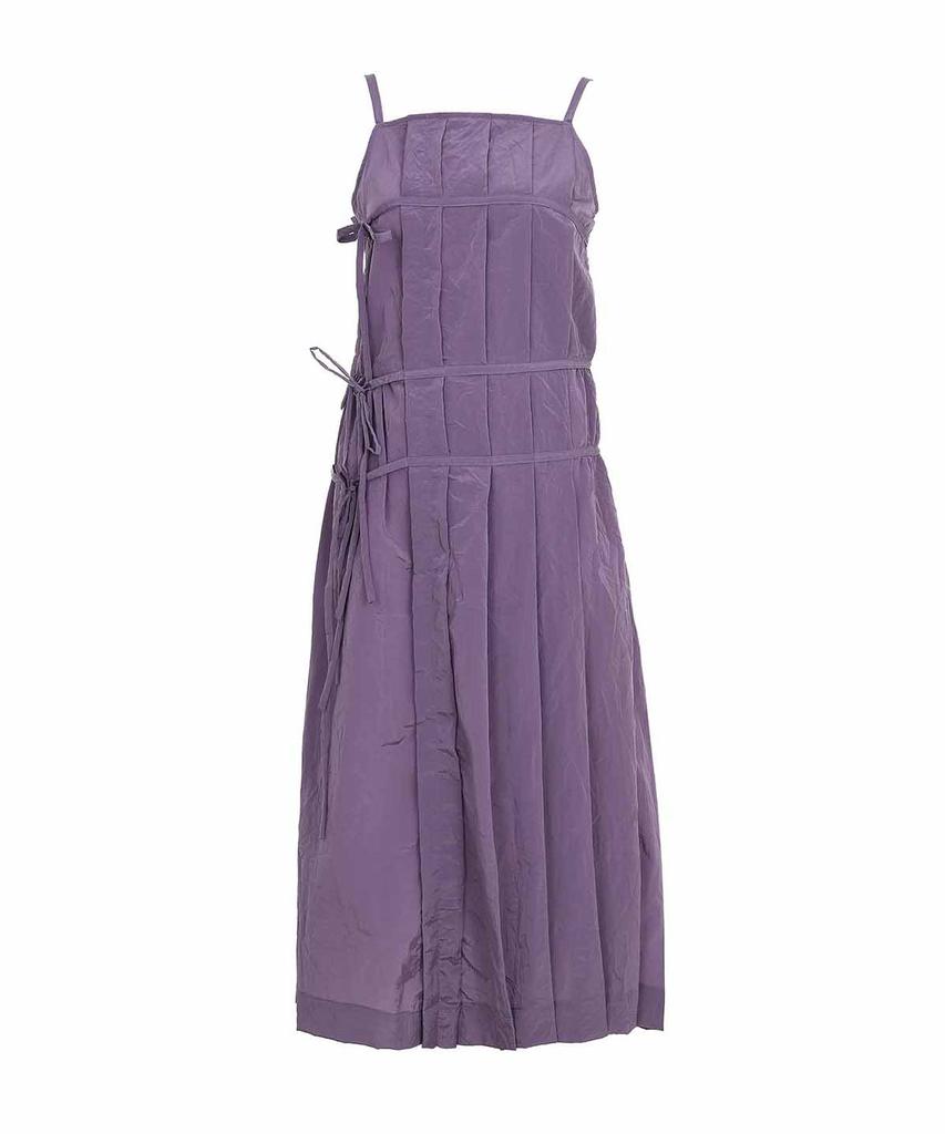 Purple Bimuet Pleated Wrap Detail Long Dress