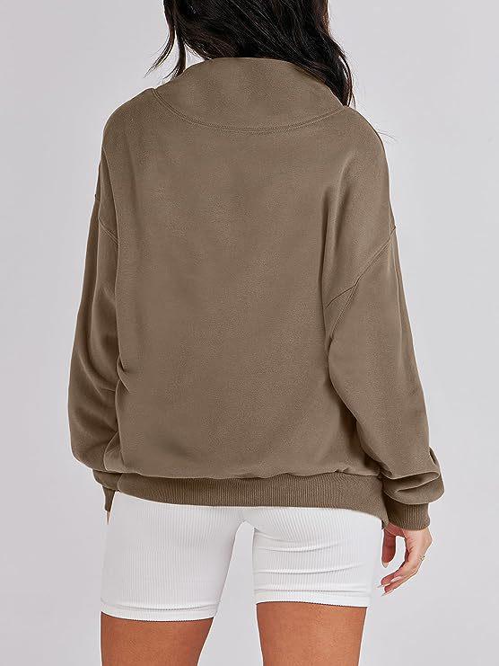 2025 Autumn/Winter Women's Loose High Neck Solid Color Long Sleeve Pullover Sweatshirt
