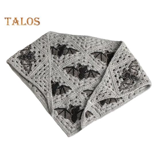 

Повязка на голову во французском стиле, вязаная крючком, цветочная, на шнуровке, треугольная, на голову, в стиле Хэллоуина, вязаная бандана, аксессуар для волос серый