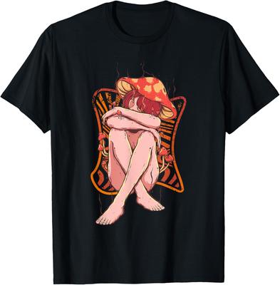 Mushroom Lady Cottagecore Shroom Foraging Graphic Tee Soft Cotton Casual Trip T-Shirt