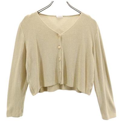 FOXEY Made In Japan Long Sleeve Knit Cardigan Beige Women Used