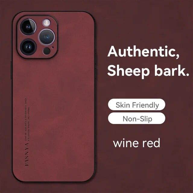 Cases For IPhone 15 Plus Sheepskin Lamb Leather Phone Case For Apple 15 Pro 15 Pro Max 14 13 12 11 8 7 6 Plus Slim Shockproof Phone Cover