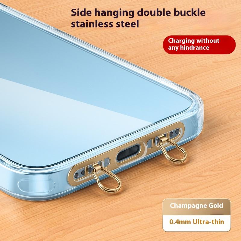 Metal Phone Hanging Tether Tab Upgraded Double Buckle Hole Ring Cell Phone Lanyard Patch Strap Replacement Part For Iphone Cases