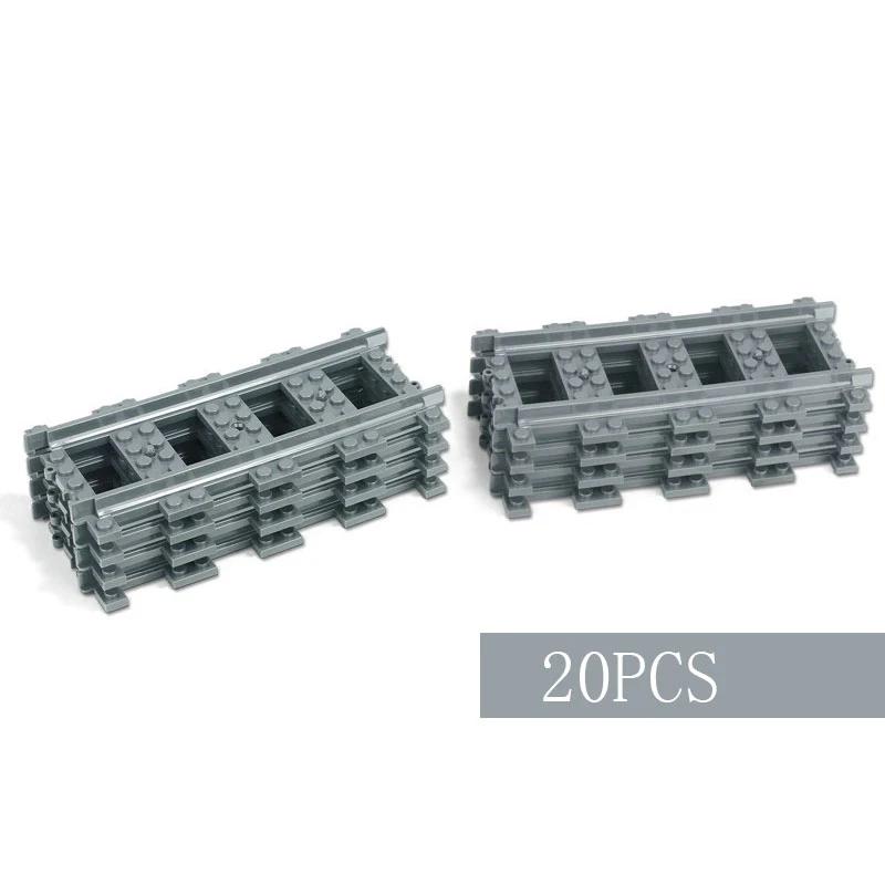 Straight Curved Train Tracks Building Sets DIY 10-100 pcs Kids Toys MOC Bricks City Rail Crossing Accessories