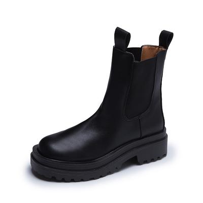 MAITA Chelsea Boots Chunky Boots Women PU Black Ankle Boots Waterproof Platform Rain Shoes
