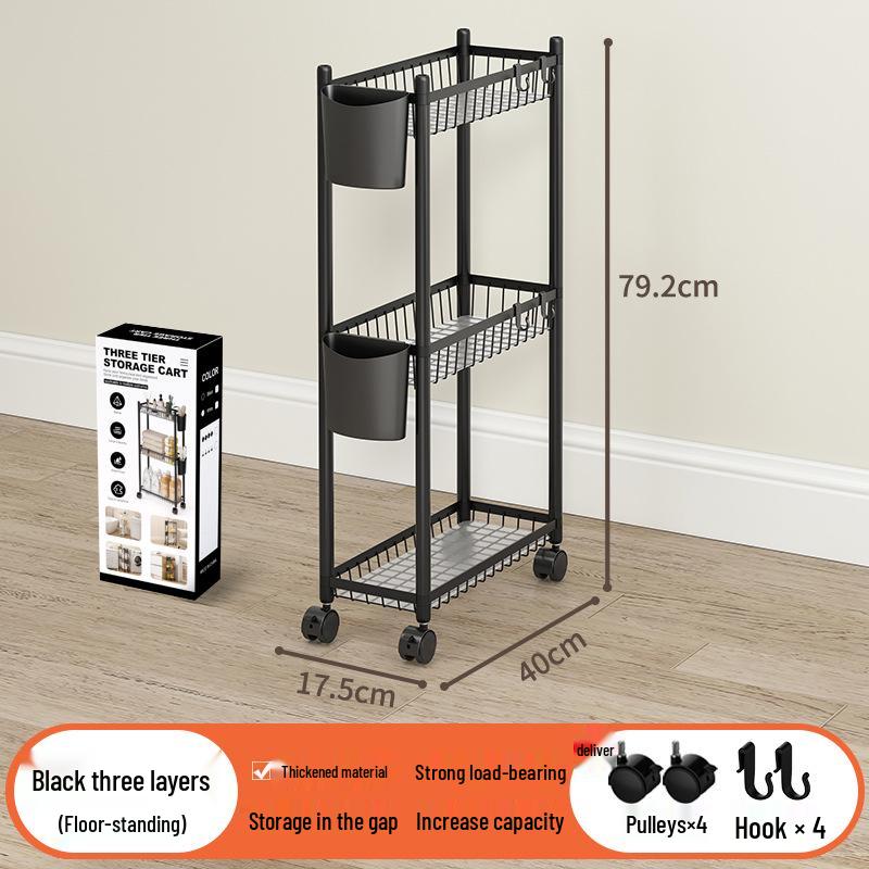 Multi-layer Bathroom Shelf with Wheels - Narrow Gap Storage Trolley