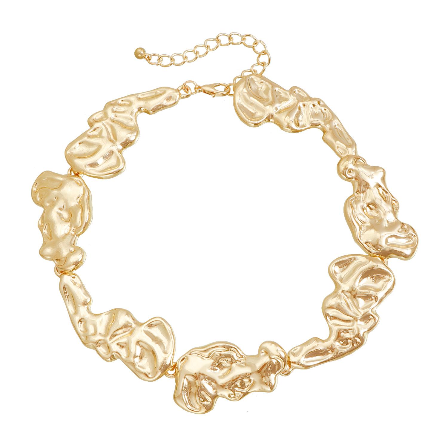 Complex Irregular Liquid Lava Necklace Light Luxury Metal Ins Wind Clavicle Necklace золотой