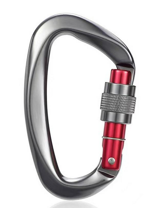 

25KN Aviation Aluminum D-Ring Carabiner, Multi-Purpose Safety Quickdraw Hook with Spring Lock. серый