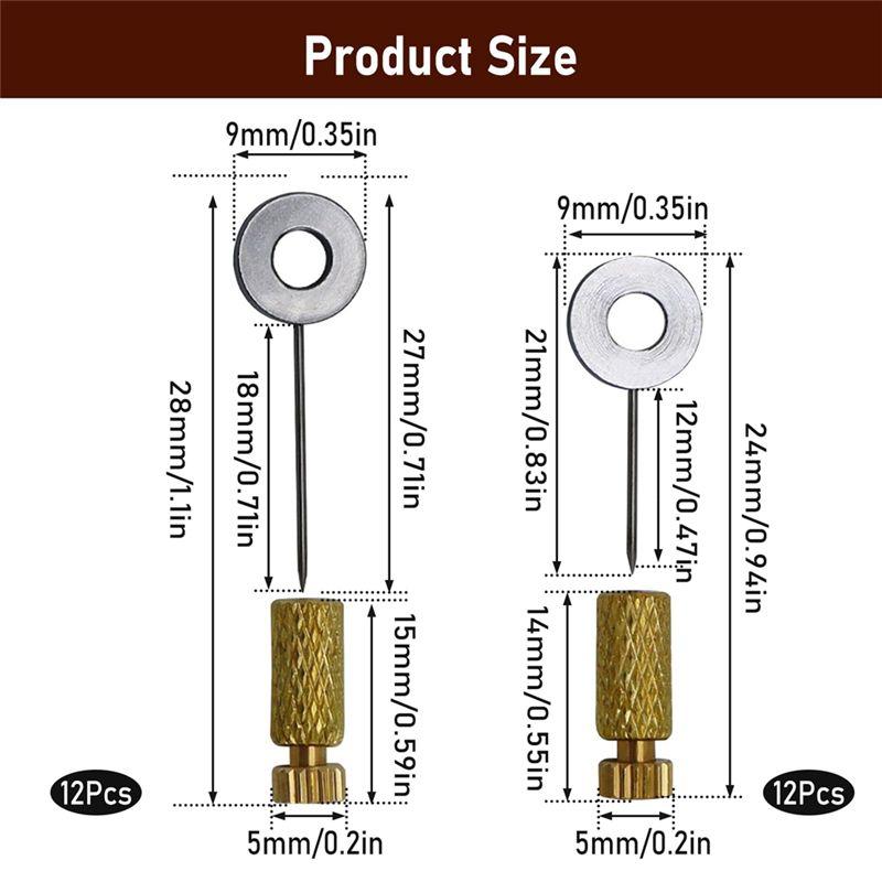 A84E-24PCS Leather Sewing Located Needles, DIY Leather Suture Positioning Needle Position Leather Edge Pins 2 Models