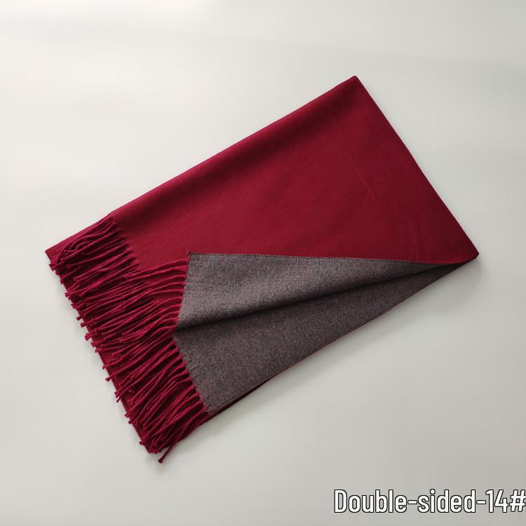 2024 Autumn/Winter Imitation Cashmere Double-Sided Red Scarf - Solid Color, Warm Shawl for Women, European & American Style.
