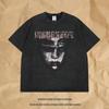 Hiphop Retro Printed Half-Sleeved T-Shirt American High Street Trendy Brand Casual Couple Short-Sleeved T-Shirt Men And Women