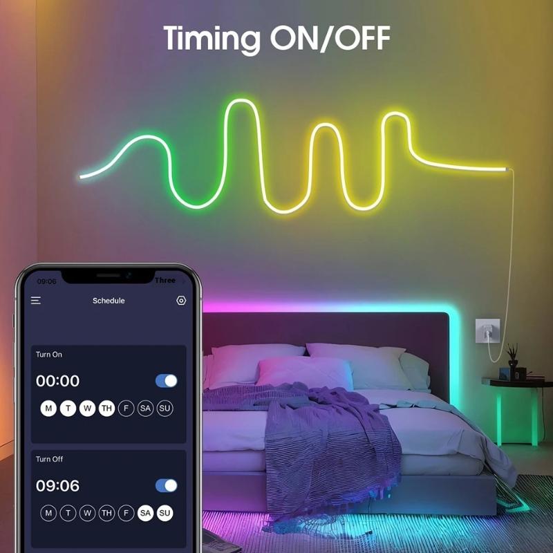 5V Rgbic Neon Led Strip Lights Neon Rope Light With Music Sync Diy Rgbic Dreamcolor Chasing Strip Tape For Home Decor Lighting