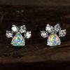 White Peach Heart Footprints Earrings Small Claws Earrings Fashionable Accessories
