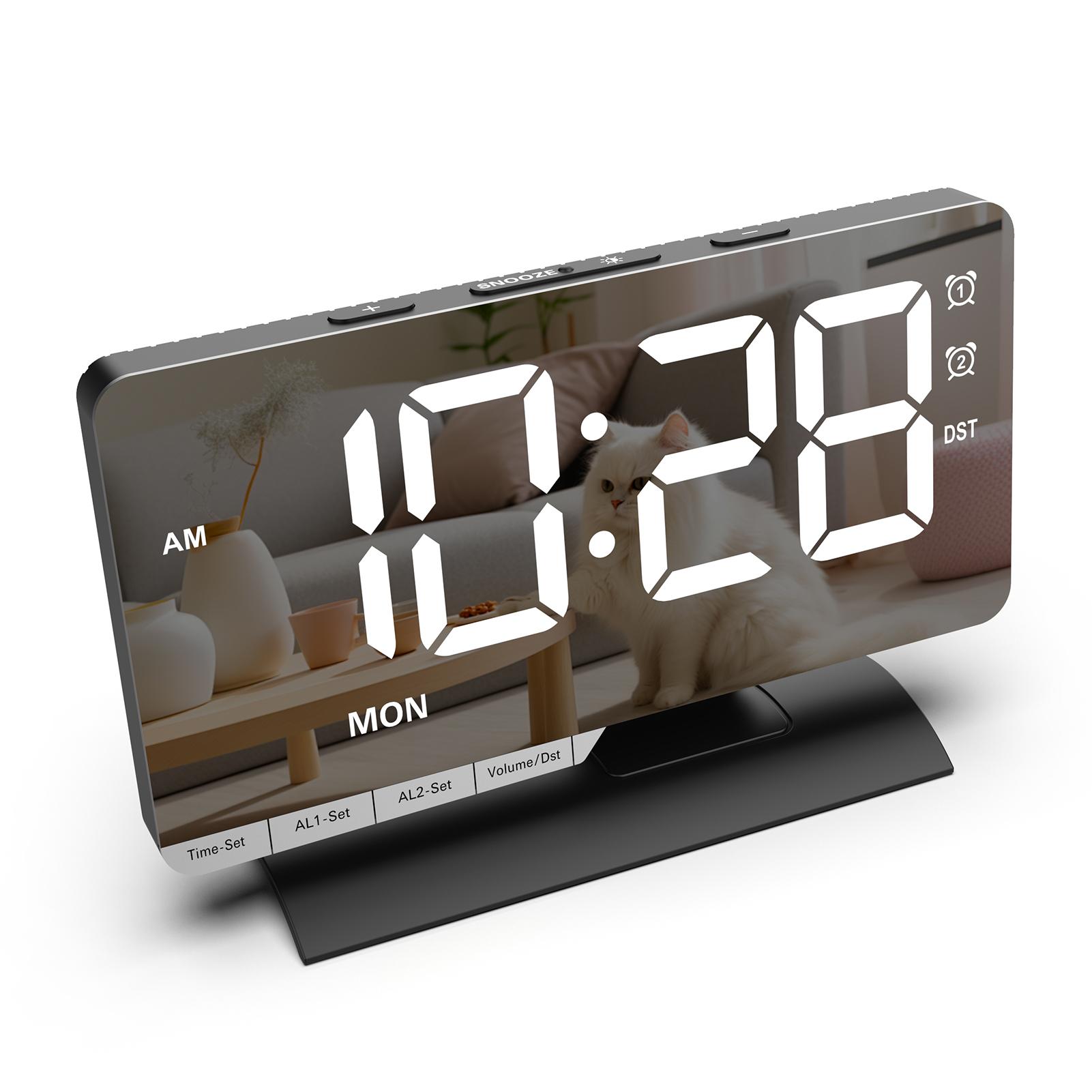 

Digital Alarm Clock, Multifunctional LED Desk Clock with Dual Alarms, DST, Brightness, USBCelsiusType C Charging Ports, Weekday Weekend Mod