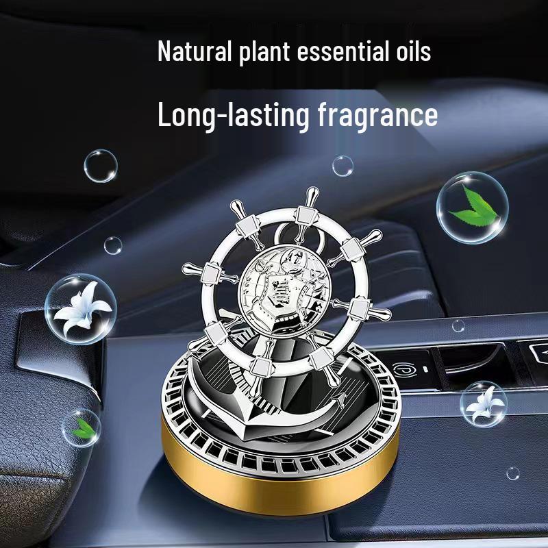 Solar Car Aroma Diffuser: Time Flies Steering Wheel Perfume Holder Ornament