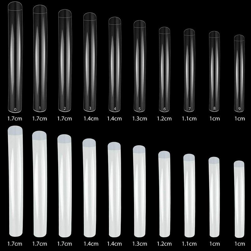 500 Stück Acryl-Nagelspitzen – Extra Lang, C-Kurve, Klar, 10 Größen, Für Gel- & Acrylnägel