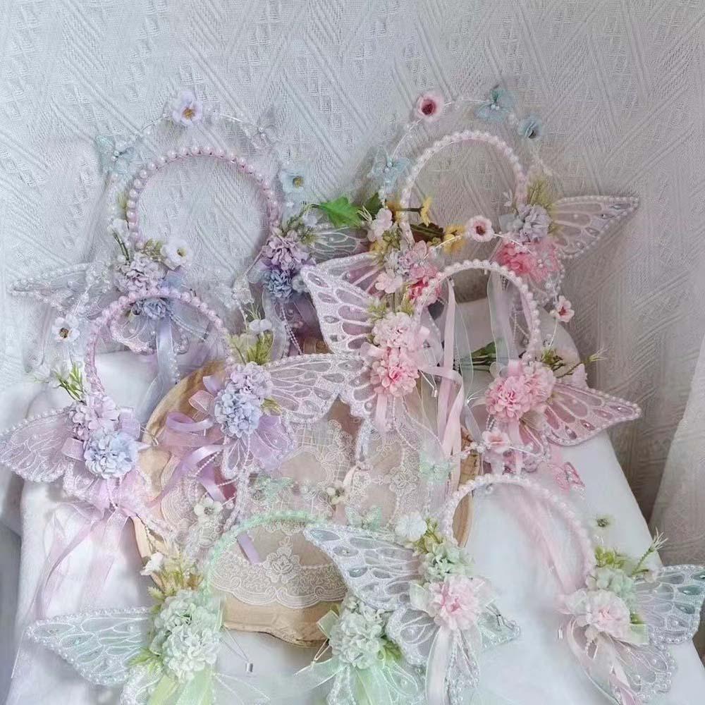 Mesh Butterfly Fairy Hair Hoop Sweet Elf Ear Headband Children's Headdress  Festival Performance
