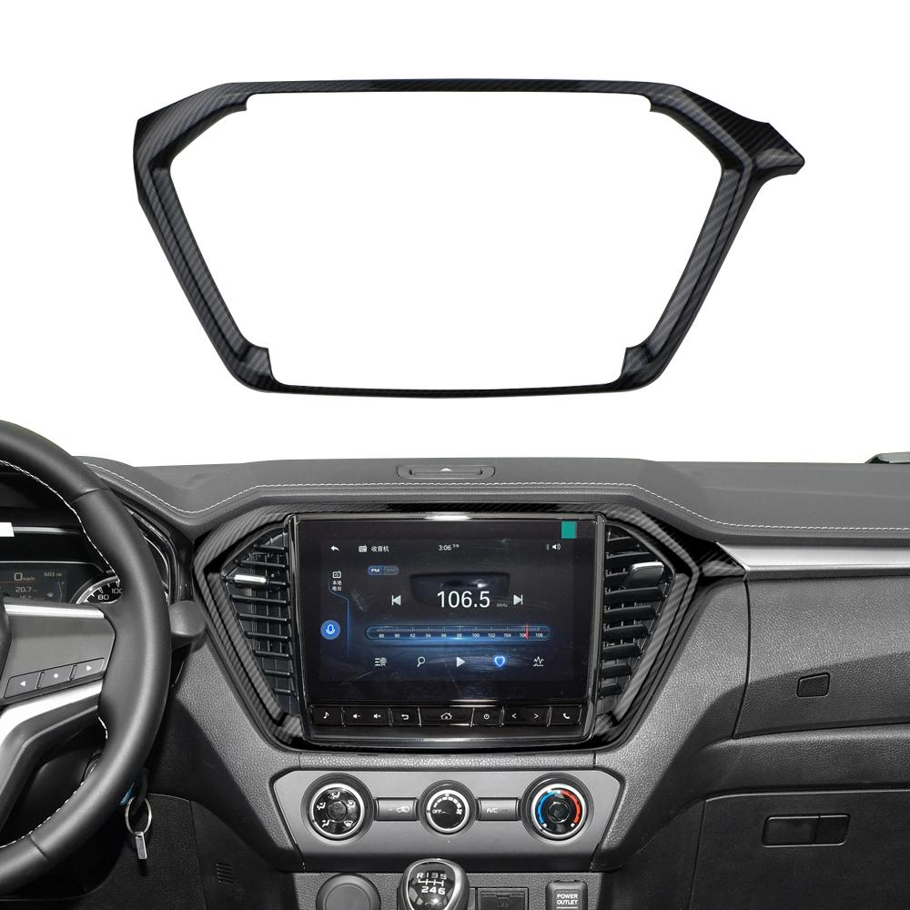 For ISUZU D-MAX DMAX 2021 - 2023 LHD Dashboard Central Control Trim Cover Navigation ABS Carbon Fiber Stickers Car Styling