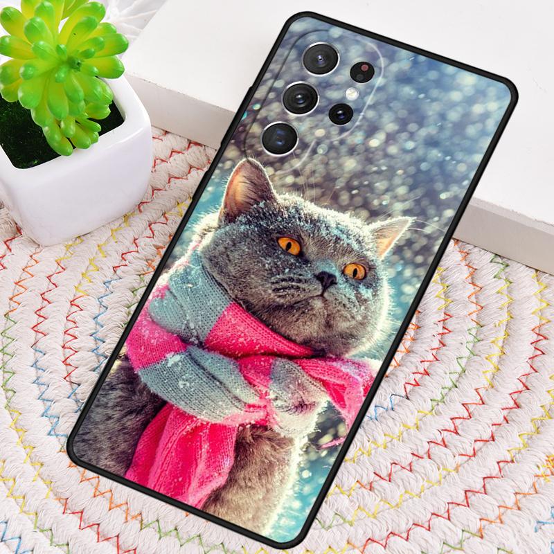 Grey British Shorthair Cat Silicone Phone Case For Samsung Galaxy note 10 pro S26 S25 S24 S23 S22 S21 Plus S25Ultra Capa Cover