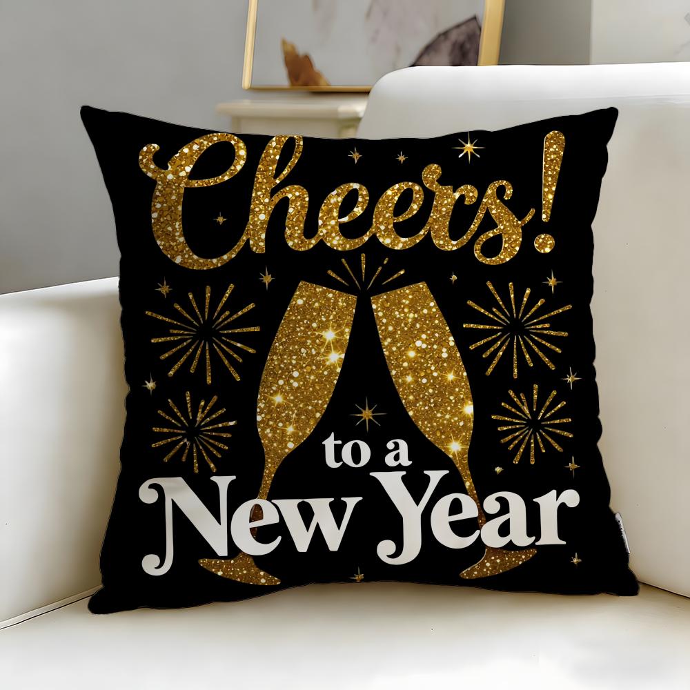 Holiday New Year'S Day Cushion Cover Soft & Easy-Wash Pillow Case – Versatile For Couch, Bed, Travel And Office