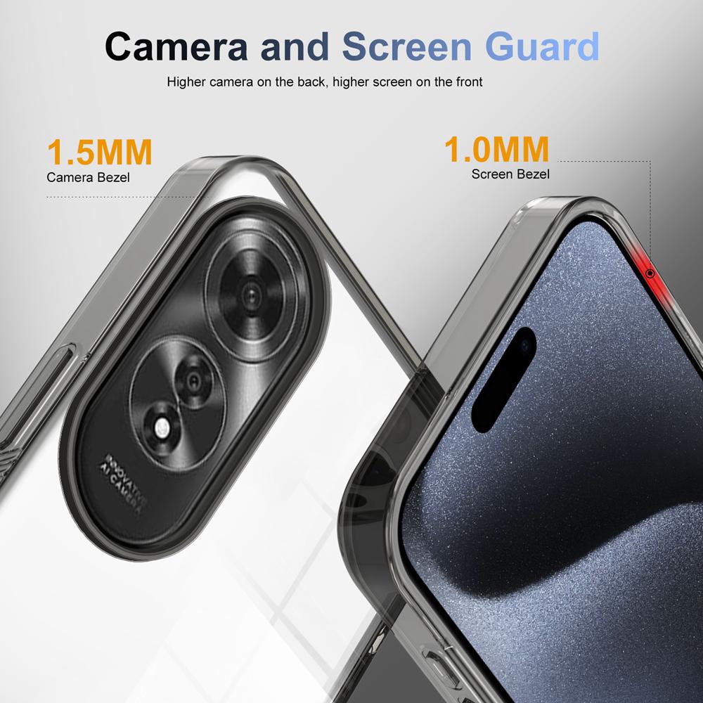 KEYSION Transparent Phone Case for OPPO A60 4G Soft TPU+PC Anti-slip HD Clear Shockproof Phone Back Cover for OPPO A60