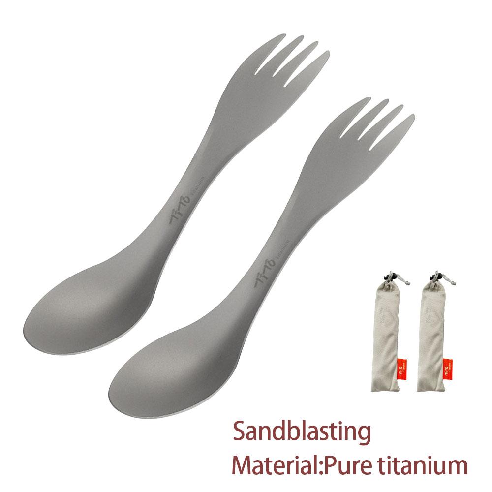 

1/2Pcs Titanium Spork 2-in-1 Spoon Ultralight Cookware Portable Fork Knife Outdoor Camping Picnic Travel Eco-Friendly Flatware