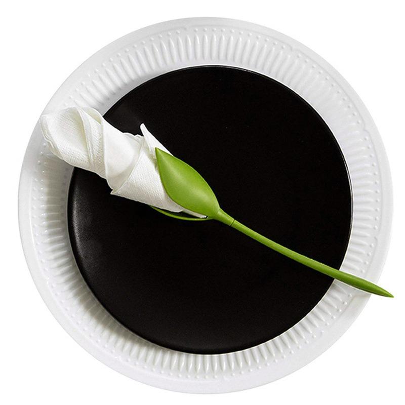 4PCS Napkin Holders Tissue Flower Origami Flower Napkin Holder Rose Tissue Flower Tool Roll Flower Romantic Plate