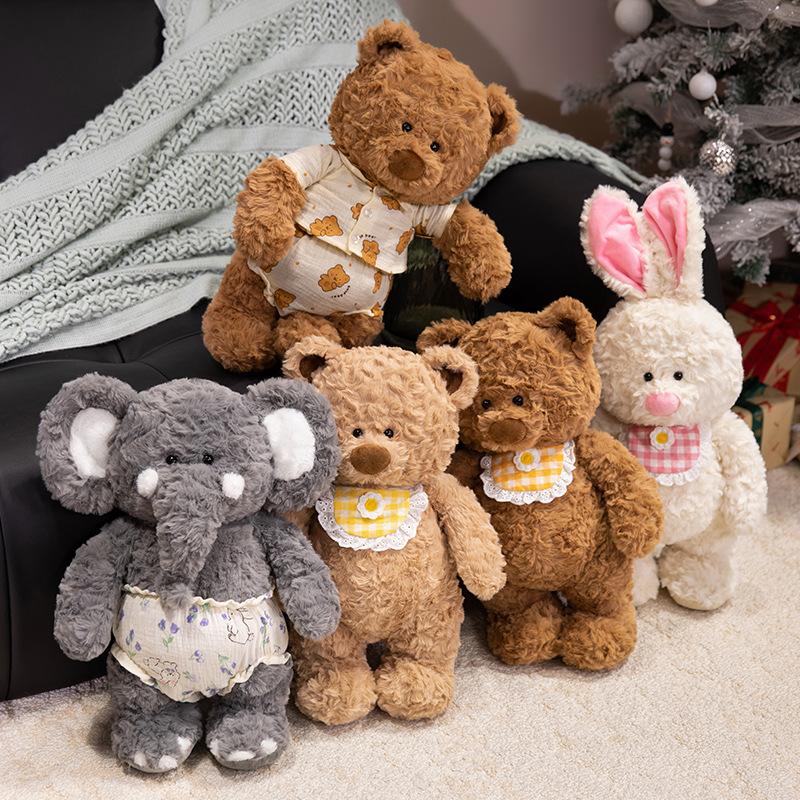 Cartoon Bibble Plush Toys Children's Sleeping Pajamas Brown Bear Pillow Bedroom Ornaments Elephant Doll