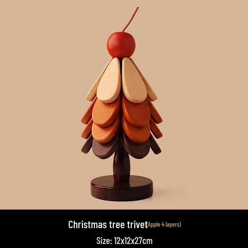 Luxury Christmas Tree Wood Insulated Pot Pad & Coaster Set