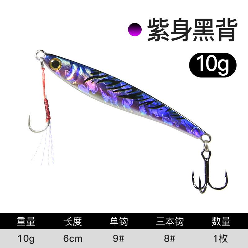 Big Plum Shark Lure Double Hook Long-Throwing Iron Plate Lure Gold-Plated Sequin Bass Pike Artificial Hard Bait